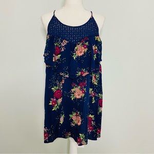 Torrid Navy Floral Ruffle Lace Halter Top Plus Size 3